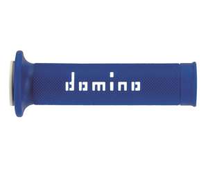 Domino COPPIA MANOPOLE BICOLORE BLU / BIANCO PER MOTO STRADALI  /  RACING IN MATERIALE BICOMPONENTE Lunghezza: 120 mm e 125 mm Accessori: 97.5595.04-00