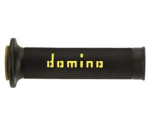 Domino COPPIA MANOPOLE BICOLORE NERO / GIALLE PER MOTO STRADALI  /  RACING IN MATERIALE BICOMPONENTE Lunghezza: 120 mm e 125 mm Accessori: 97.5595.04-00