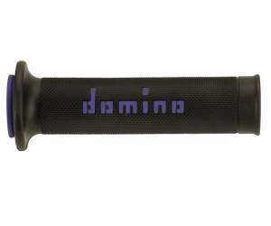 Domino COPPIA MANOPOLE BICOLORE NERO / BLU PER MOTO STRADALI  /  RACING IN GOMMA TERMOPLASTICA Lunghezza: 120 mm e 125 mm