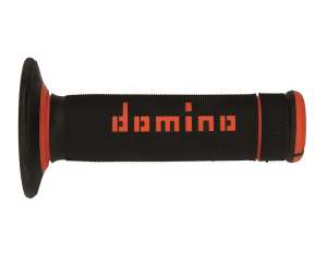 Domino COPPIA MANOPOLE BICOLORE NERO / ARANCIO MODELLO EXTREME PER MOTO OFF ROAD ENDURO  /  CROSS IN MATERIALE BICOMPONENTE Lunghezza: 118 mm Accessori: 97.5595.04-00