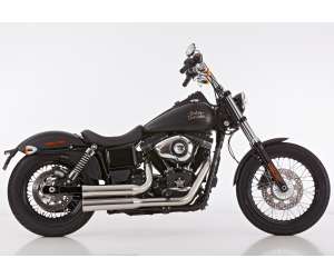 Scarico HARLEY DAVIDSON DYNA Low Rider 2006 - 2007 - 2008 - 2009   Sistema di scarico FALCON Double Groove sistema completo acciaio inossidabile lucidato colore argento