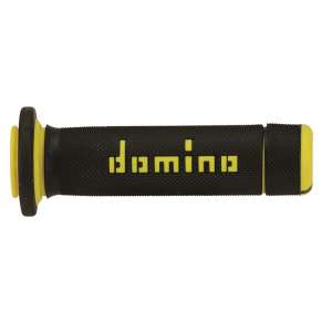 Domino COPPIA MANOPOLE BICOLORE NERO / GIALLO PER ATV / QUAD IN GOMMA BICOMPONENTE Lunghezza: 118 mm e 122 mm Accessori: 97.5595.04-00