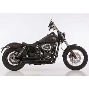 Scarico HARLEY DAVIDSON DYNA Low Rider 2006 - 2007 - 2008 - 2009   Sistema di scarico FALCON Double Groove sistema completo acciaio inossidabile rivestito colore nero-opaco