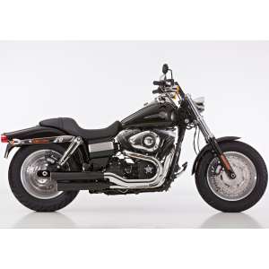 Scarico HARLEY DAVIDSON DYNA Fat Bob 2008 - 2009 - 2010 - 2011 - 2012   Sistema di scarico FALCON Double Groove Slip on  acciaio inossidabile rivestito colore nero-opaco